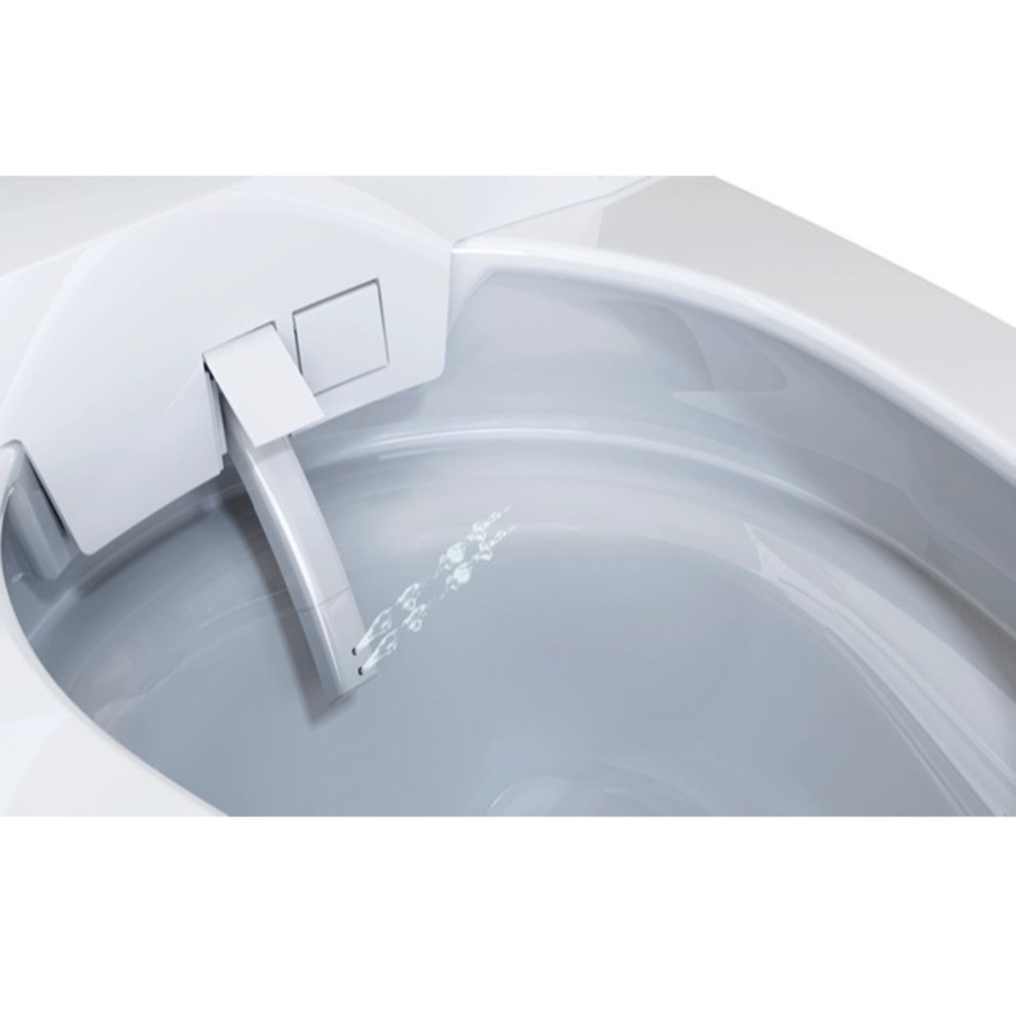 JOMOO RIMLESS WALL HUNG SMART TOILET PACKAGE W/ INWALL CISTERN PUSH BUTTON AND REMOTE CONTROL (D-SHAPE) GLOSS WHITE