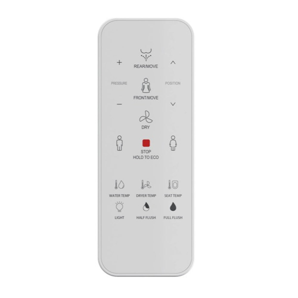 JOMOO RIMLESS WALL HUNG SMART TOILET PACKAGE W/ INWALL CISTERN PUSH BUTTON AND REMOTE CONTROL (D-SHAPE) GLOSS WHITE