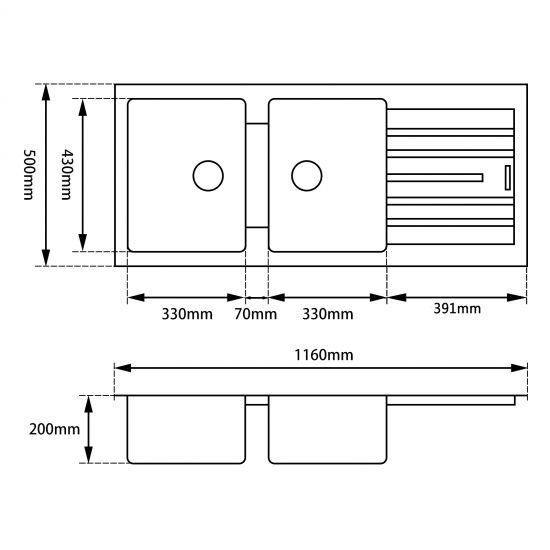 AQUAPERLA QUARTZ DOUBLE BOWL DRAINBOARD GRANITE KITCHEN SINK WHITE 1160MM