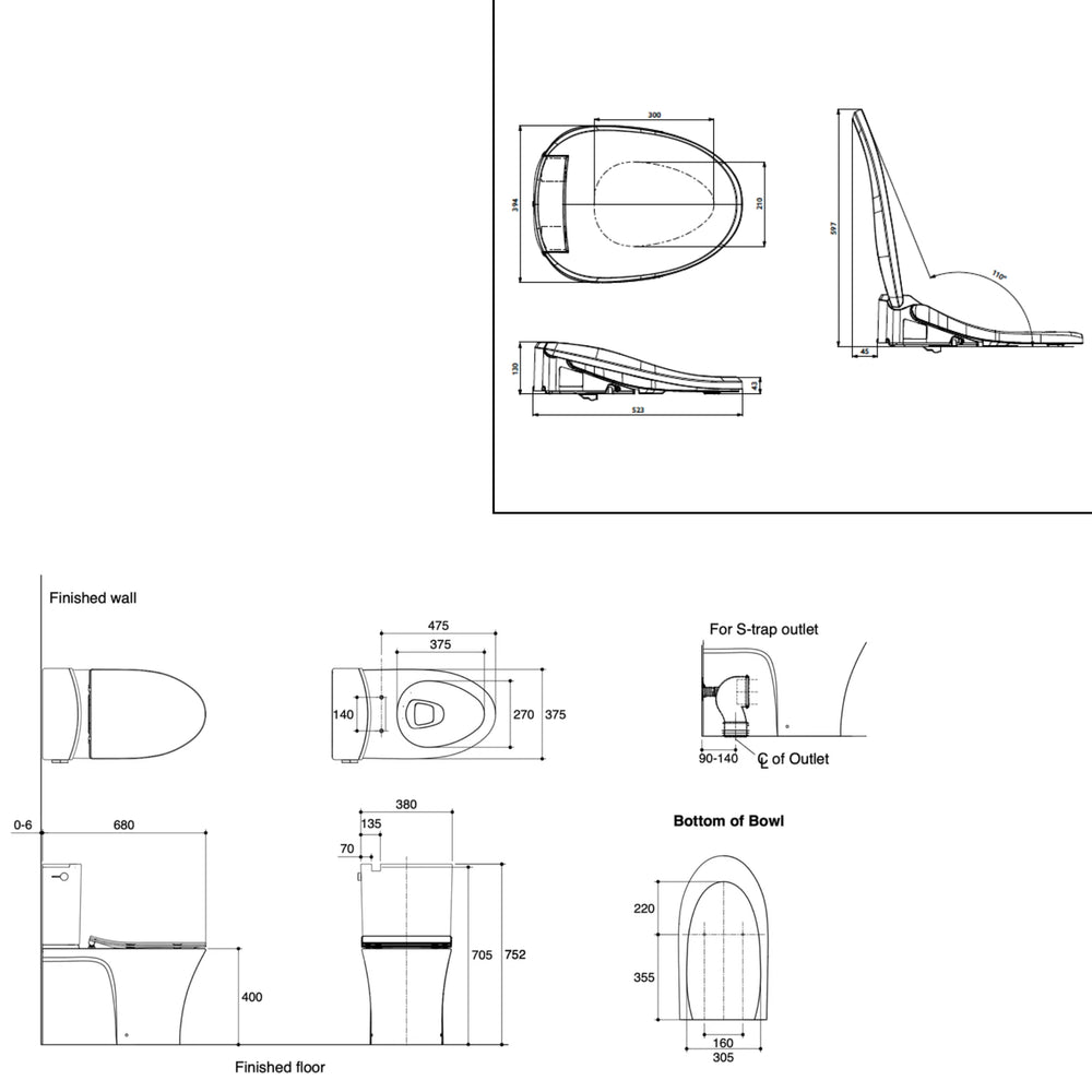 KOHLER VEIL BACK-TO-WALL TOILET WITH REMOTE CONTROL BIDET ELONGATED GLOSS WHITE