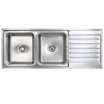 SEIMA KUBIC 200 DOUBLE BOWL KITCHEN SINK WITH DRAINER STAINLESS STEEL 1200MM
