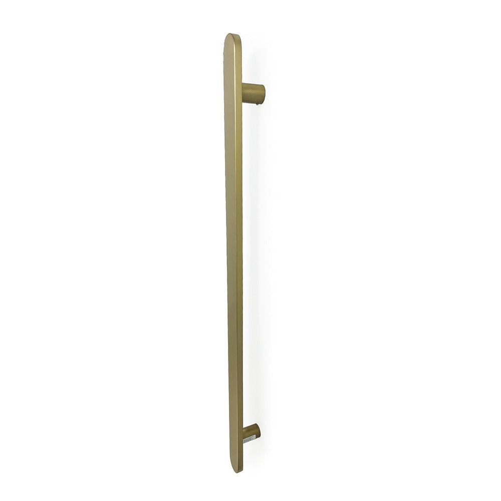 RADIANT HEATING VERTICAL FLAT BAR HEATED SINGLE TOWEL RAIL LIGHT GOLD 930MM