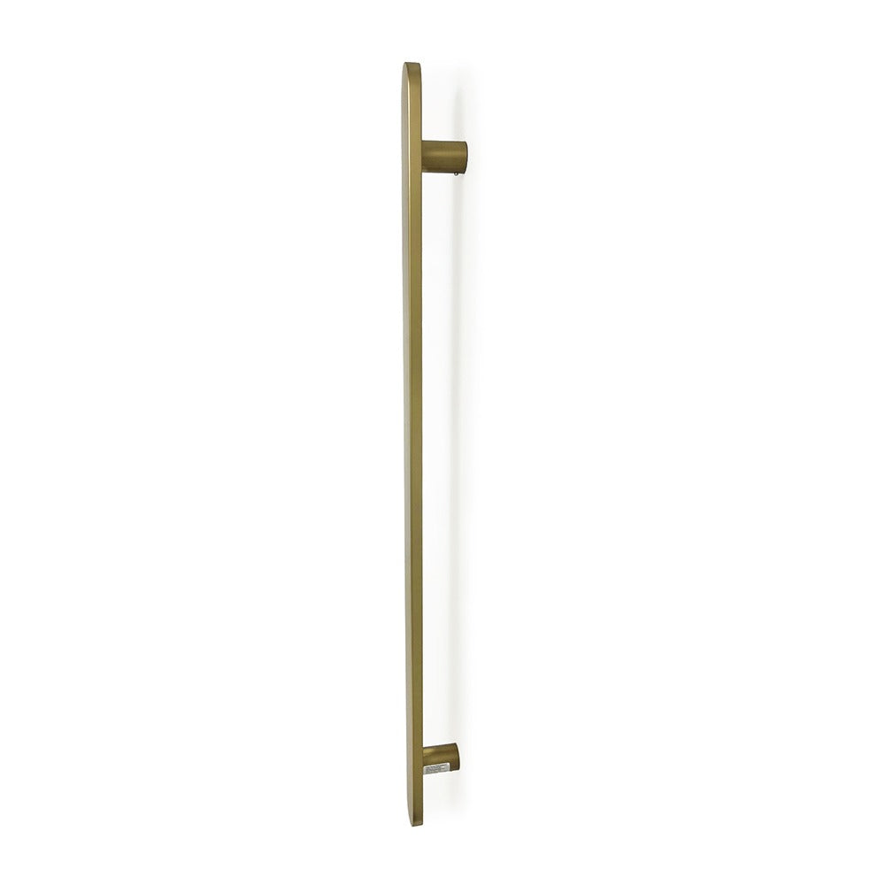 RADIANT HEATING VERTICAL FLAT BAR HEATED SINGLE TOWEL RAIL LIGHT GOLD 930MM