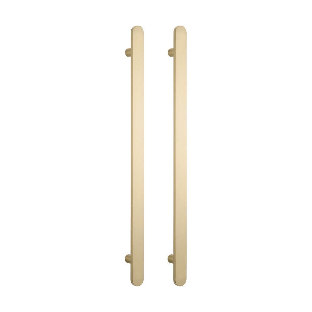 RADIANT HEATING VERTICAL FLAT BAR HEATED SINGLE TOWEL RAIL LIGHT GOLD 930MM