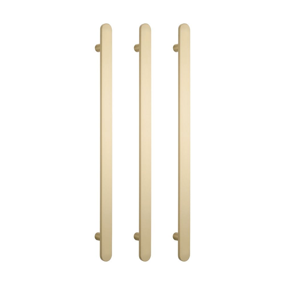 RADIANT HEATING VERTICAL FLAT BAR HEATED SINGLE TOWEL RAIL LIGHT GOLD 930MM