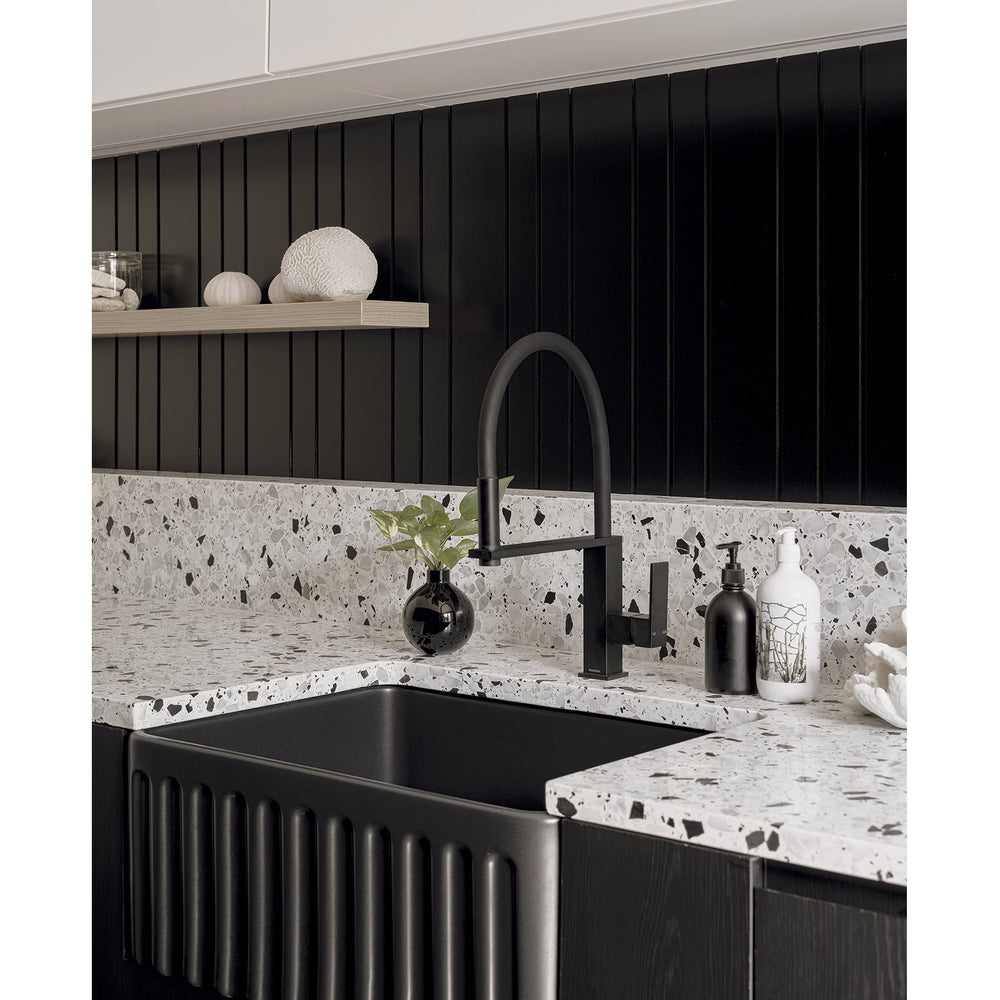 PHOENIX VEZZ FLEXIBLE HOSE SINK MIXER 421MM MATTE BLACK