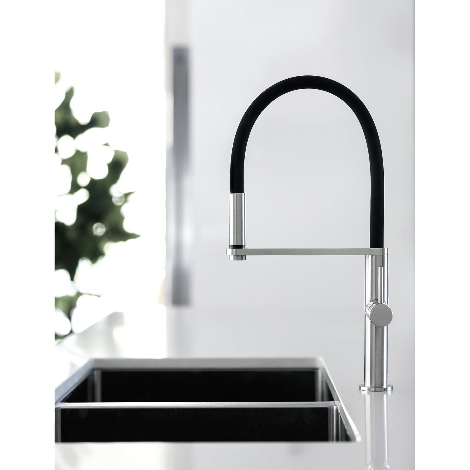 PHOENIX BLIX LEAD FREE FLEXIBLE HOSE SINK MIXER 447MM BRUSHED NICKEL