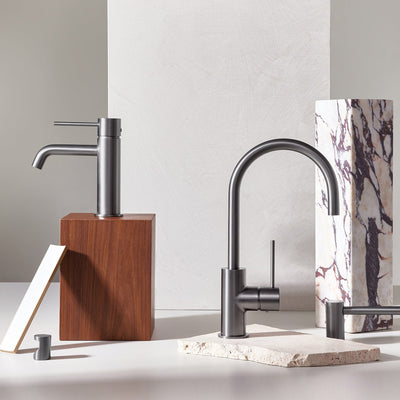 PHOENIX VIVID SLIMLINE SINK MIXER GOOSENECK 160MM BRUSHED CARBON