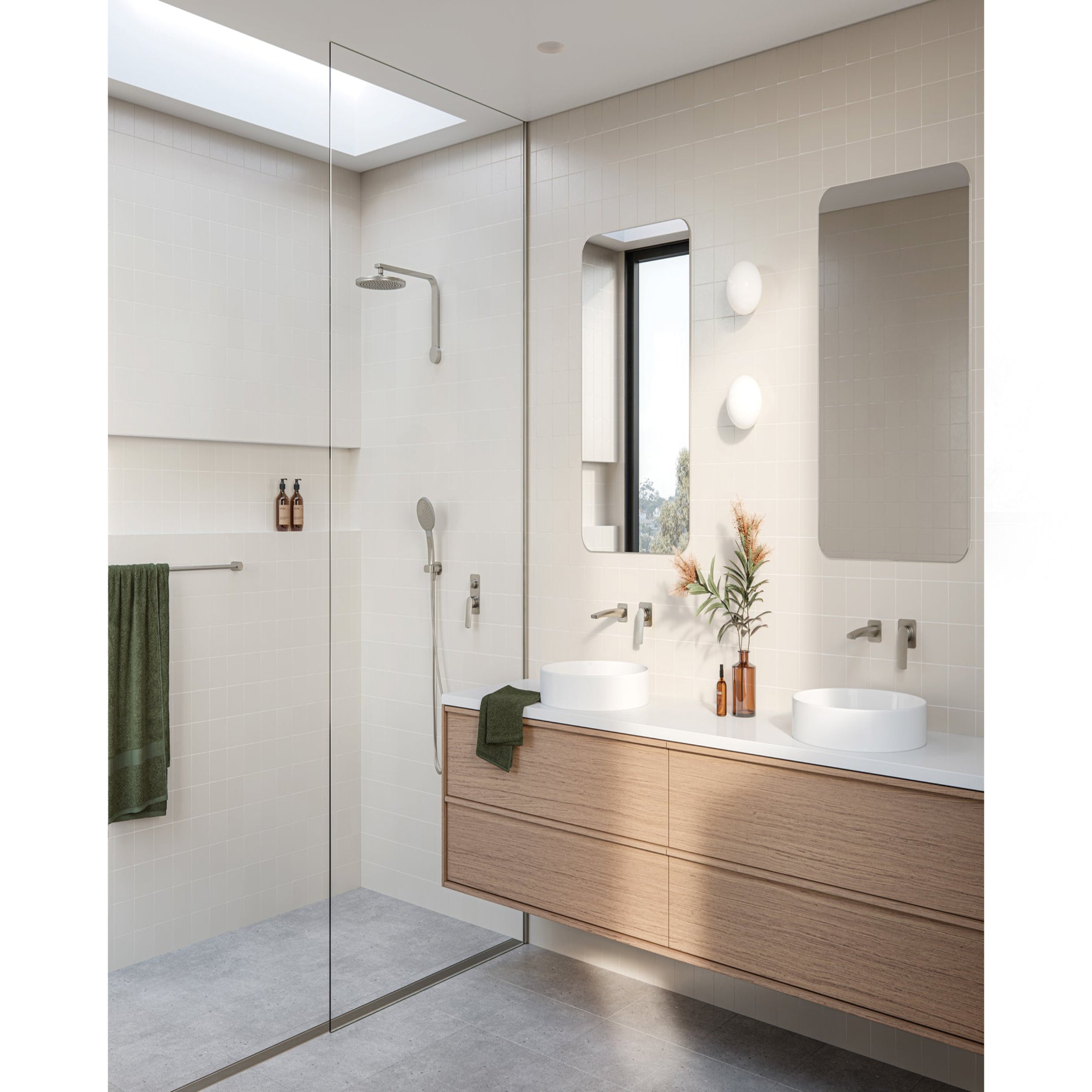 PHOENIX MEKKO SWITCHMIX LEAD FREE SHOWER WALL MIXER COMPLETE KIT 120MM BRUSHED NICKEL