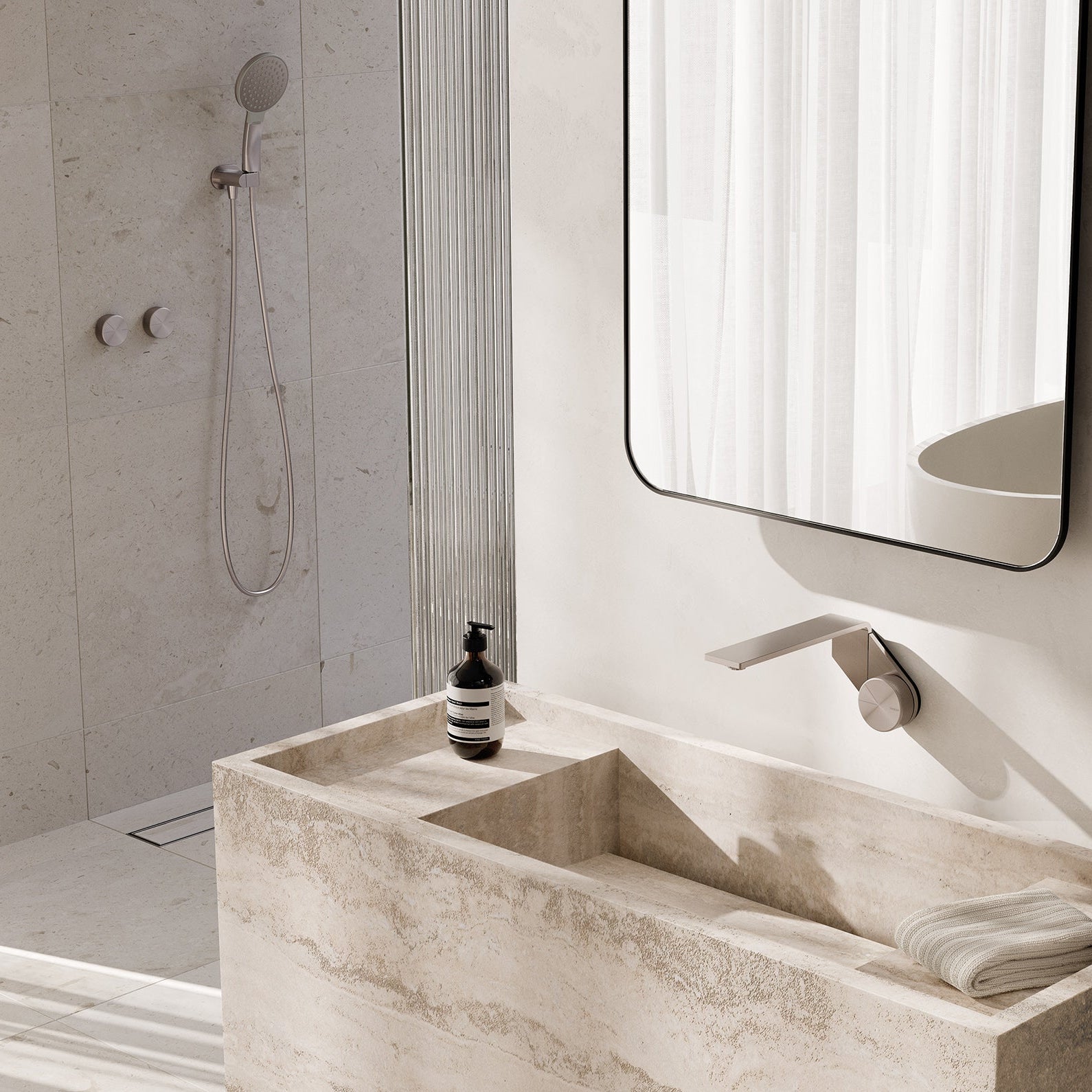 PHOENIX AXIA TWIN SHOWER WALL MIXER BRUSHED NICKEL