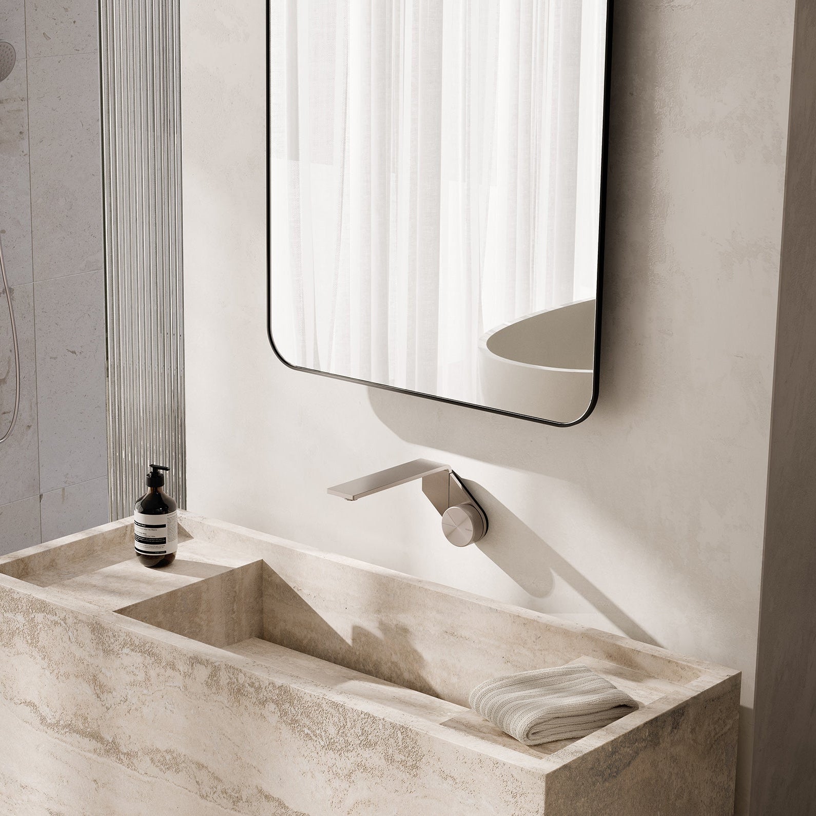 PHOENIX AXIA LEAD FREE WALL BASIN BATH MIXER SET 200MM MATTE BLACK