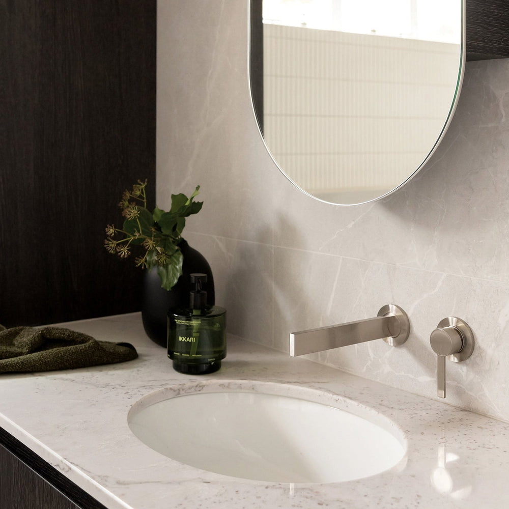 PHOENIX LEXI MKII SWITCHMIX WALL BASIN MIXER SET FIT-OFF AND ROUGH-IN KIT 200MM BRUSHED NICKEL