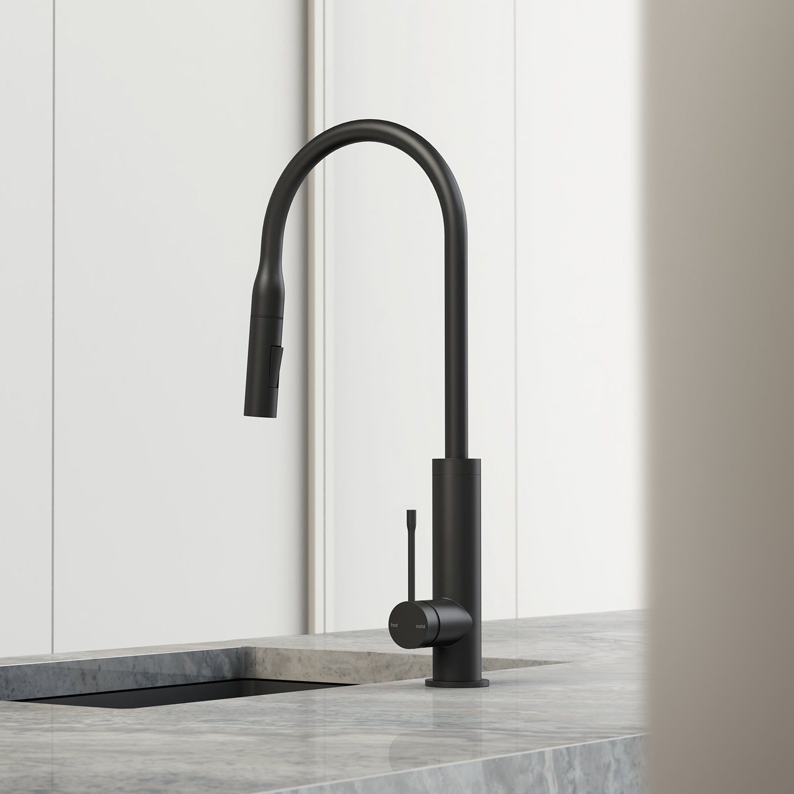 PHOENIX DEJA LEAD FREE PULL OUT SINK MIXER 499MM MATTE BLACK