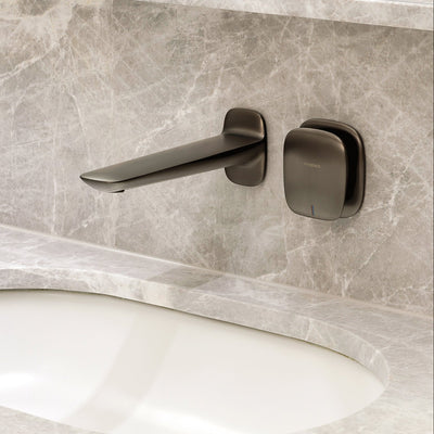 PHOENIX NUAGE LEAD FREE WALL BASIN BATH MIXER SET 200MM BRUSHED CARBON
