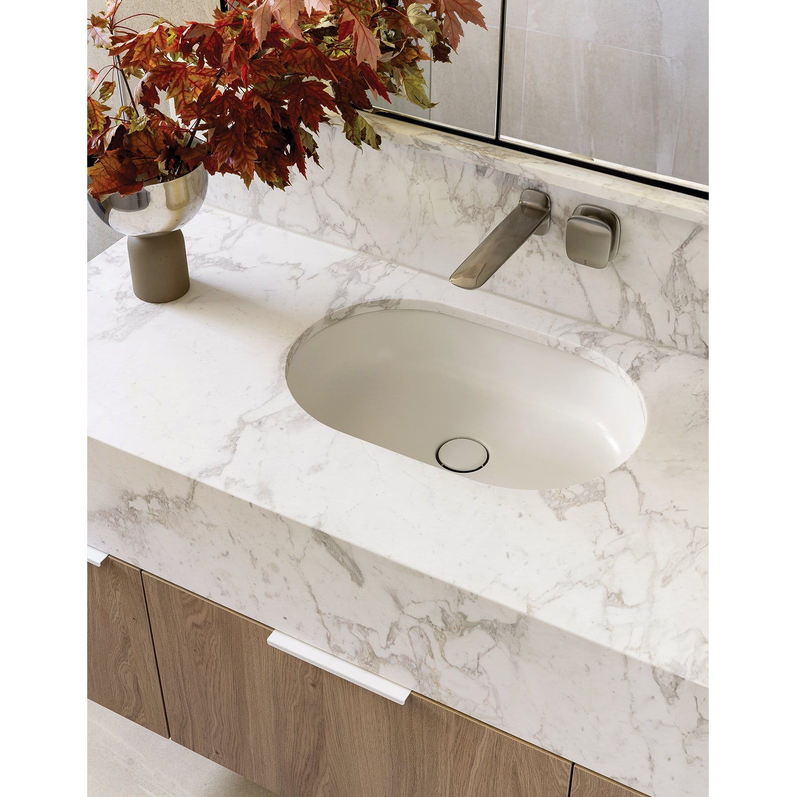 PHOENIX NUAGE LEAD FREE WALL BASIN BATH MIXER SET 200MM BRUSHED NICKEL&nbsp;