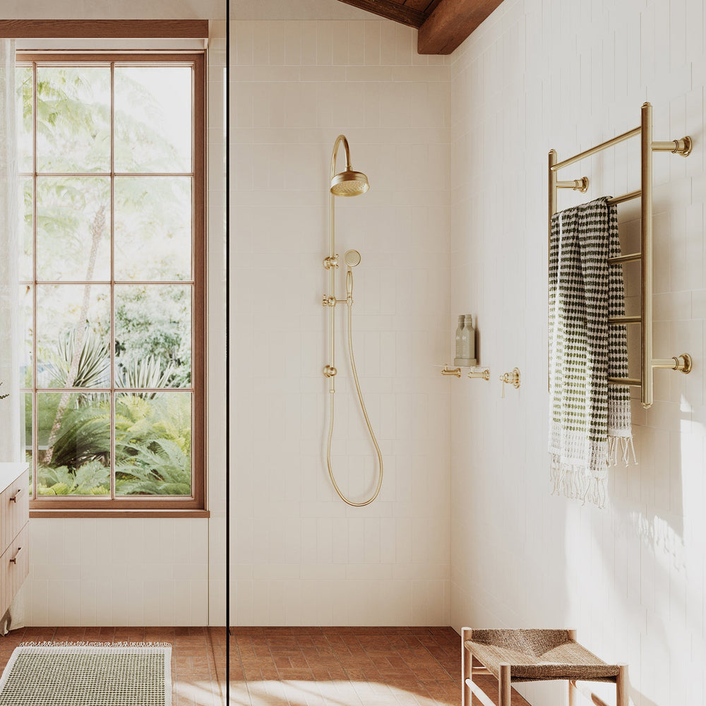 PHOENIX CROMFORD FLOOR MOUNTED BATH MIXER WITH HAND SHOWER BRUSHED GOLD