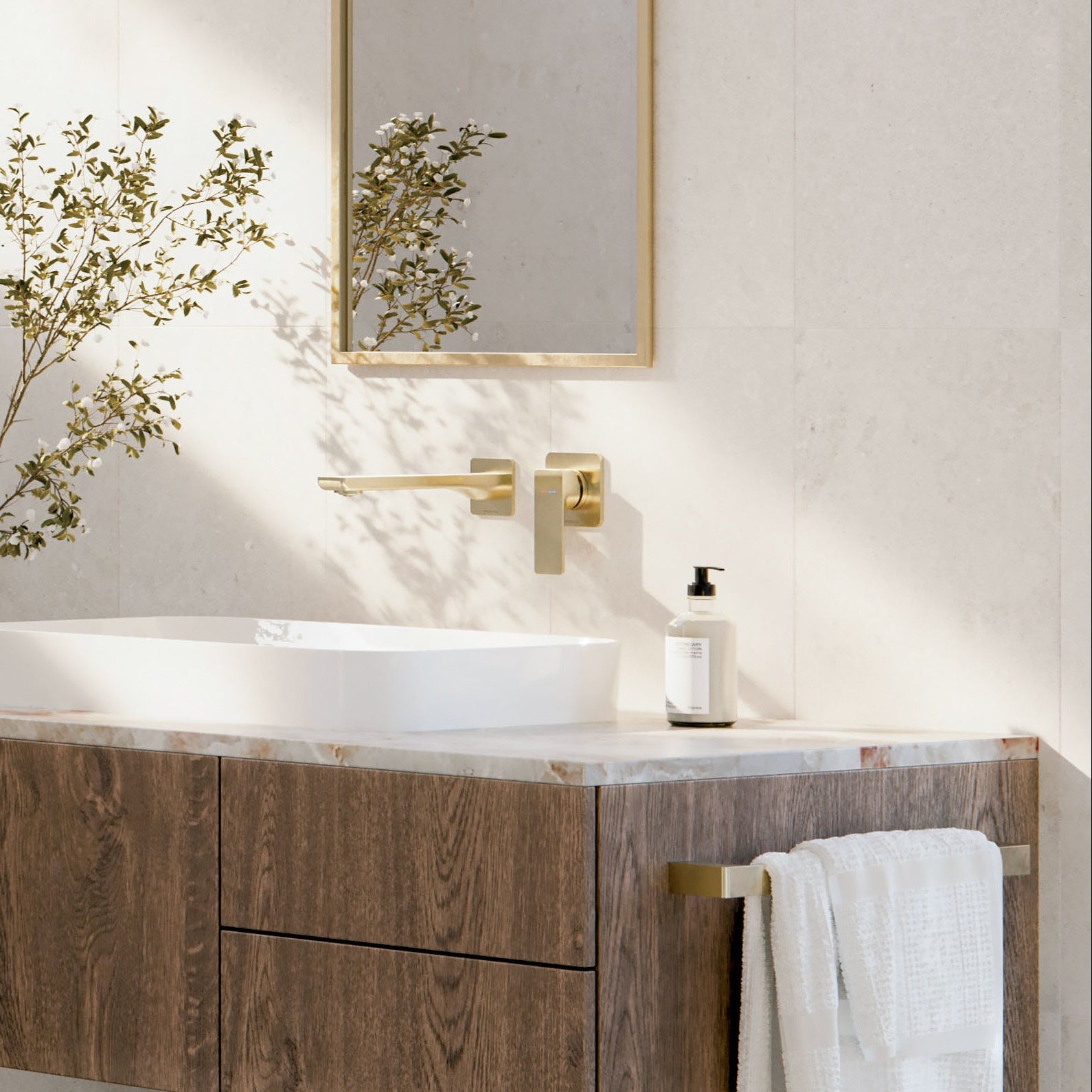 PHOENIX GLOSS NON-HEATED HAND TOWEL RAIL BRUSHED GOLD 350MM