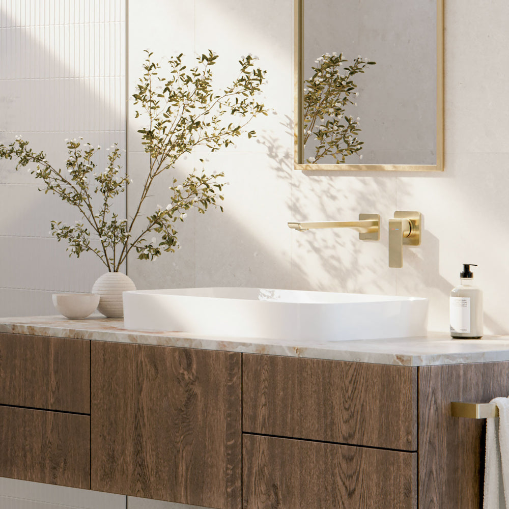 PHOENIX GLOSS MKII WALL BASIN / BATH OUTLET 200MM BRUSHED GOLD