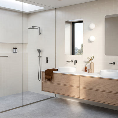 PHOENIX GLOSS MKII WALL BASIN / BATH OUTLET 200MM BRUSHED CARBON