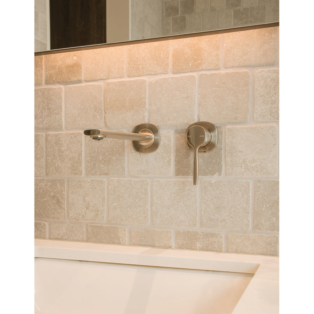 PHOENIX VASK SWITCHMIX LEAD FREE WALL BASIN / BATH MIXER SET COMPLETE KIT 199MM BRUSHED NICKEL