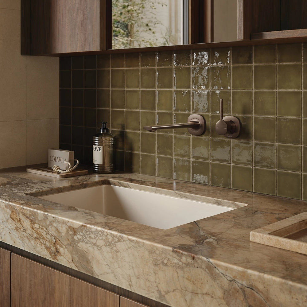 PHOENIX VASK SWITCHMIX WALL BASIN / BATH MIXER SET PIN UP 218MM BRUSHED BRONZE