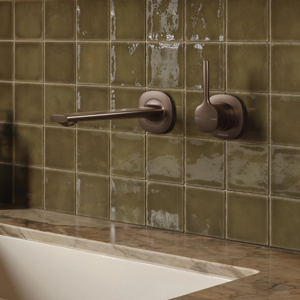 PHOENIX VASK SWITCHMIX WALL BASIN / BATH MIXER SET PIN UP 218MM BRUSHED BRONZE