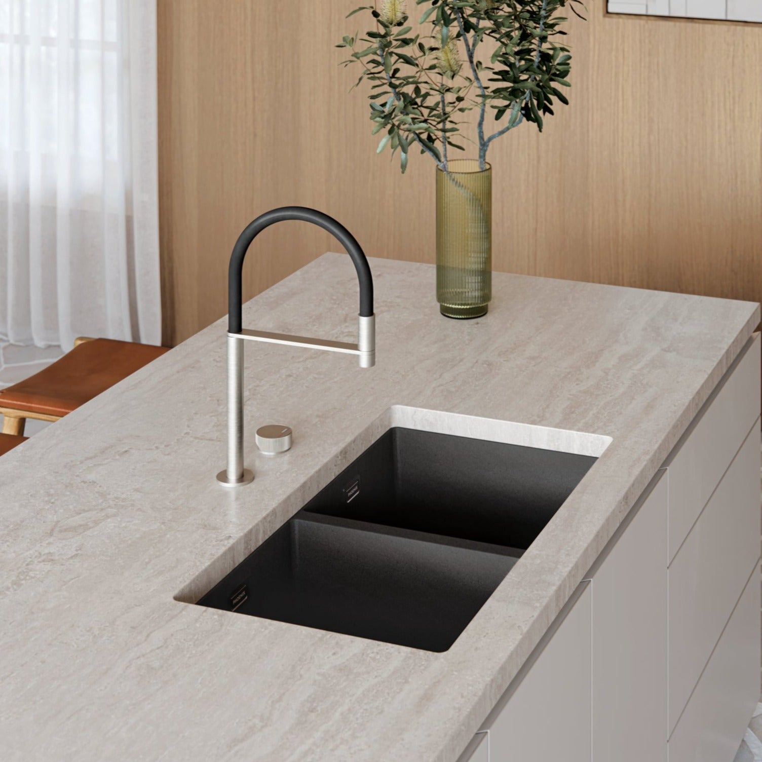 PHOENIX 5000 SERIES DOUBLE BOWL SINK MATTE BLACK 802MM