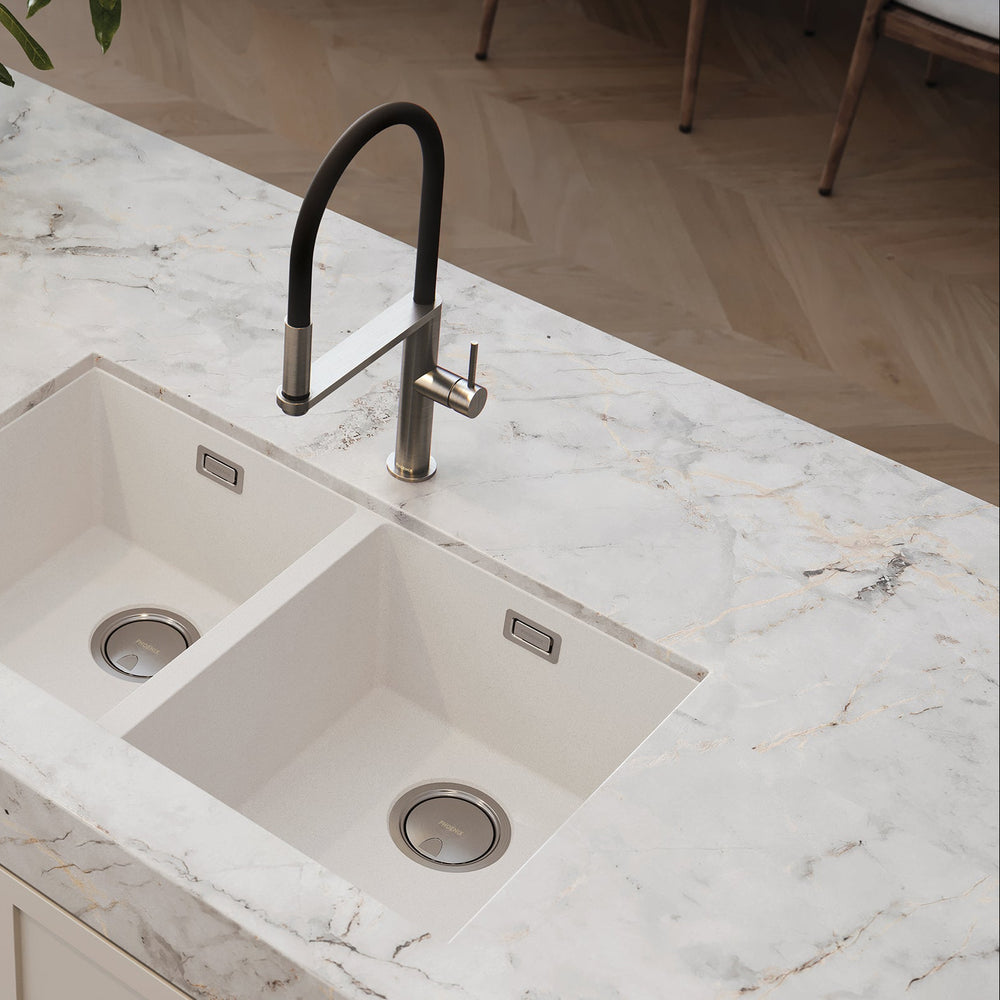 PHOENIX BLIX LEAD FREE FLEXIBLE HOSE SINK MIXER 447MM BRUSHED NICKEL