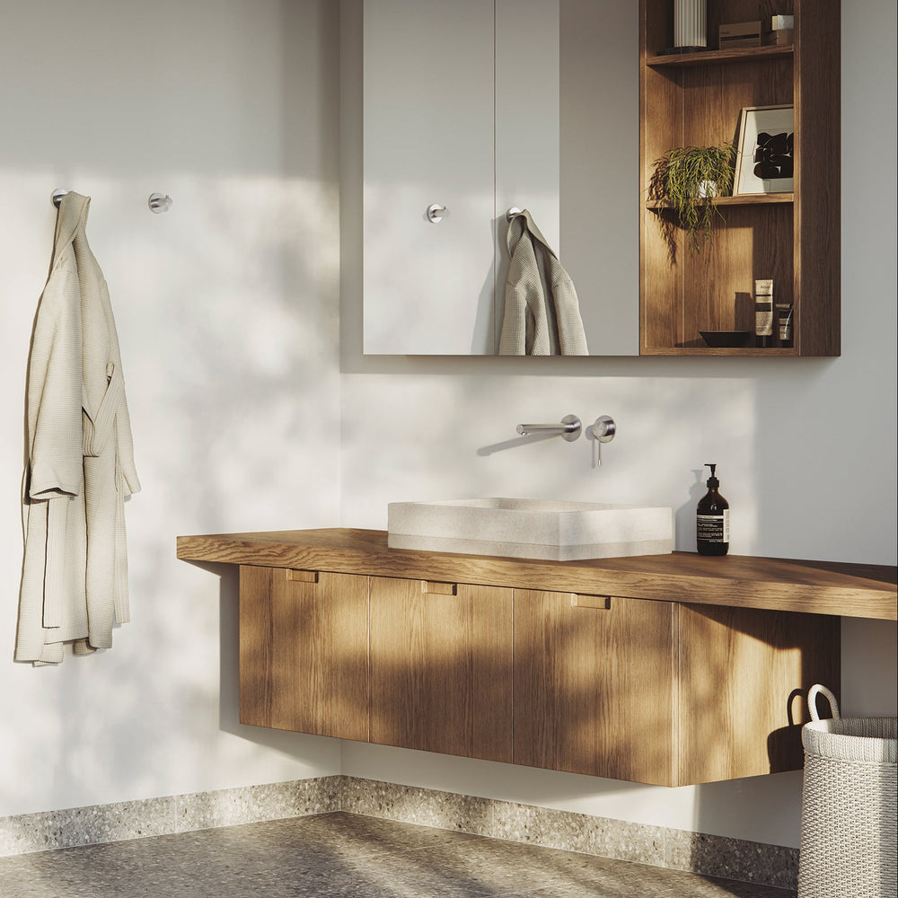 PHOENIX VIVID SLIMLINE SS 316 WALL BASIN / BATH MIXER SET 180MM STAINLESS STEEL