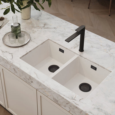 PHOENIX COVERED SINK BASKET WASTE WITH OVERFLOW MATTE BLACK