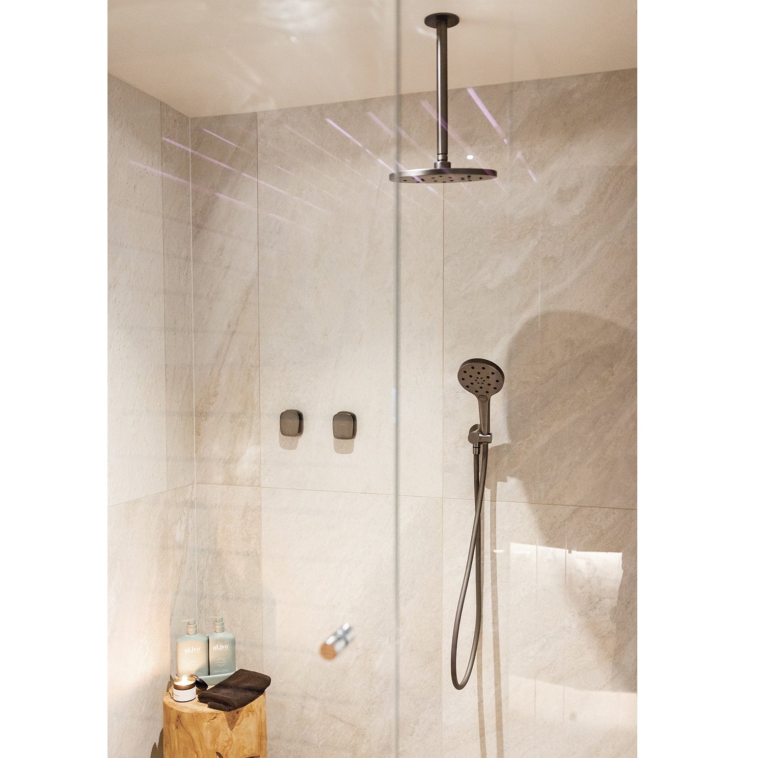 PHOENIX NUAGE LEAD FREE SHOWER WALL MIXER BRUSHED CARBON