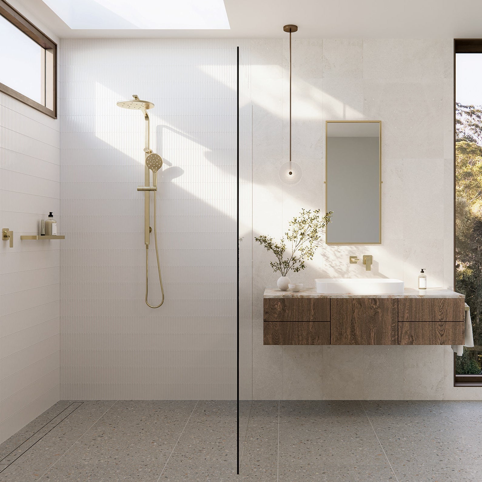 PHOENIX GLOSS SHOWER SHELF BRUSHED GOLD 400MM