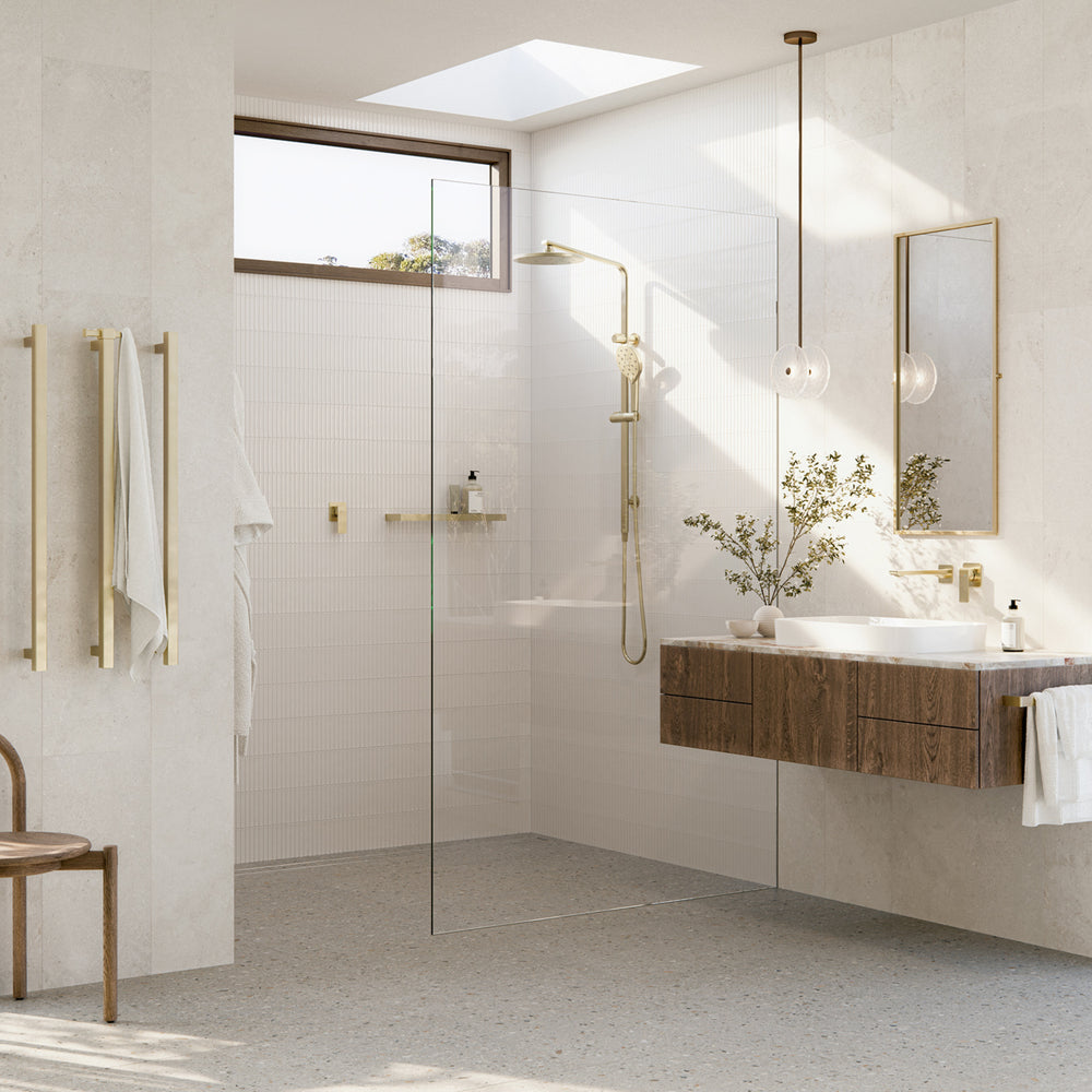 PHOENIX GLOSS MKII WALL BASIN / BATH OUTLET 200MM BRUSHED GOLD