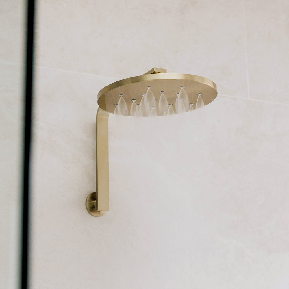 PHOENIX VIVID SLIMLINE HIGH-RISE SHOWER ARM ROUND PLATE 300MM BRUSHED GOLD