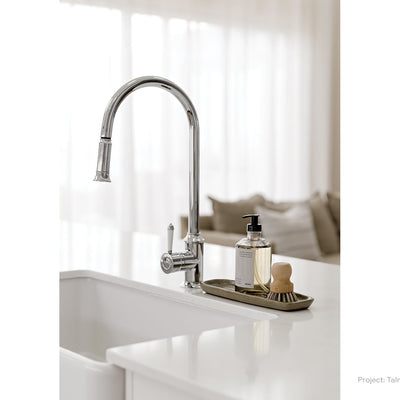 PHOENIX NOSTALGIA LEAD FREE PULL OUT SINK MIXER 476MM CHROME AND WHITE