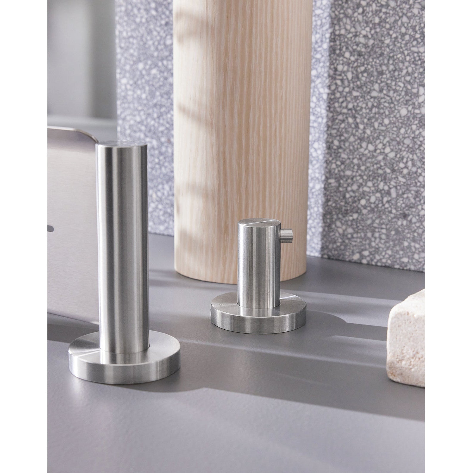 PHOENIX RADII ROBE HOOK ROUND PLATE STAINLESS STEEL