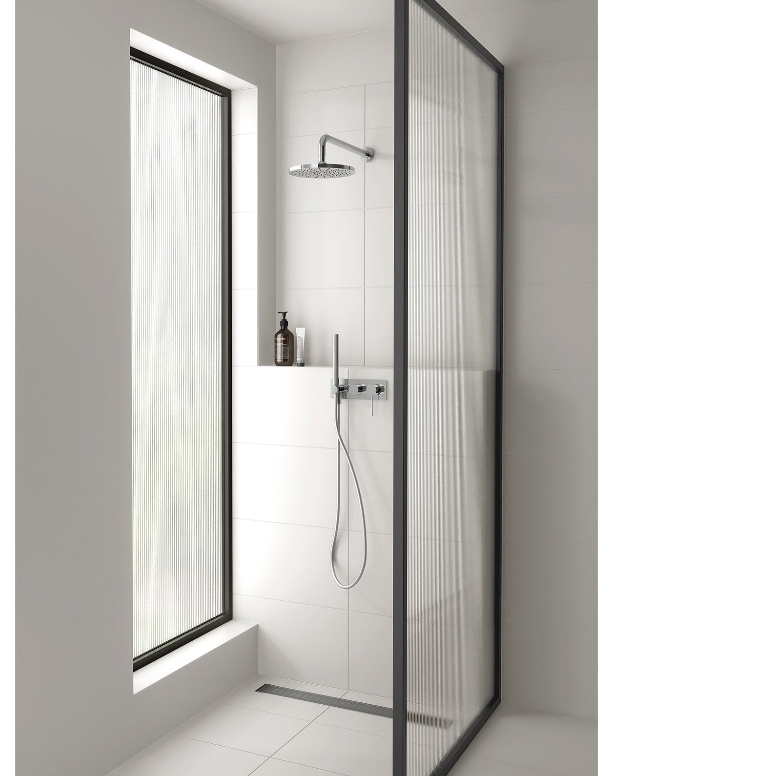 PHOENIX FLAT STAINLESS STEEL 45MM CHANNEL DRAIN HG 75MM OUTLET 600MM, 750MM, 900MM AND 1200MM