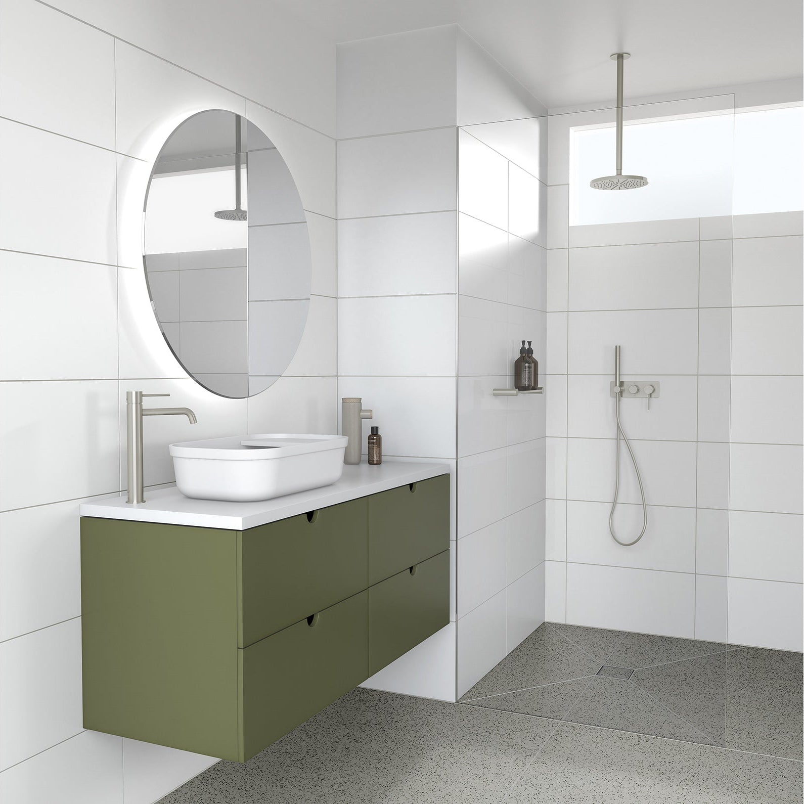 PHOENIX VIVID SHOWER ROSE ROUND 230MM BRUSHED NICKEL