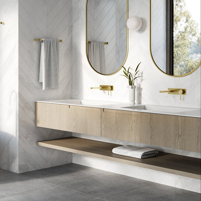 PHOENIX VIVID SLIMLINE SWITCHMIX LEAD FREE WALL BASIN / BATH MIXER SET COMPLETE KIT 175MM BRUSHED GOLD