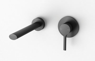 PHOENIX VIVID SLIMLINE OVAL WALL BATH OUTLET 180MM MATTE BLACK