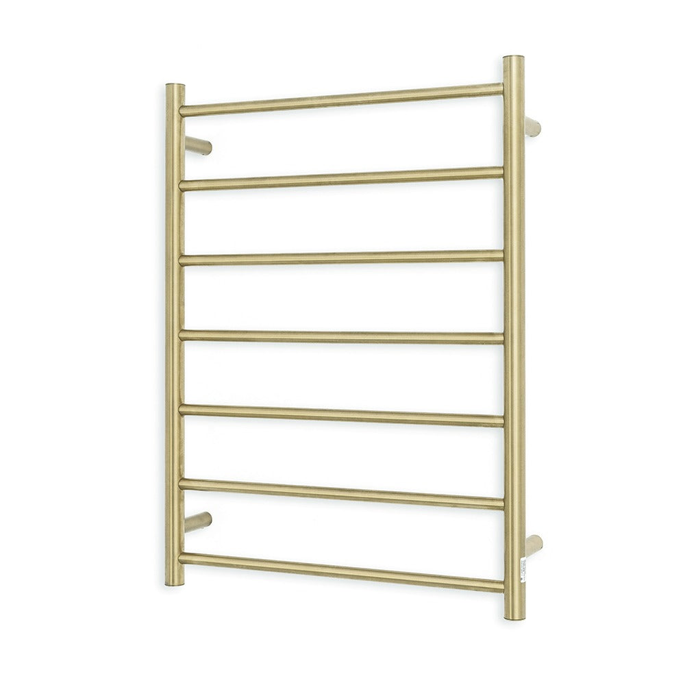RADIANT HEATING 7-BARS ROUND HEATED TOWEL RAIL LOW VOLTAGE LIGHT GOLD 800MM