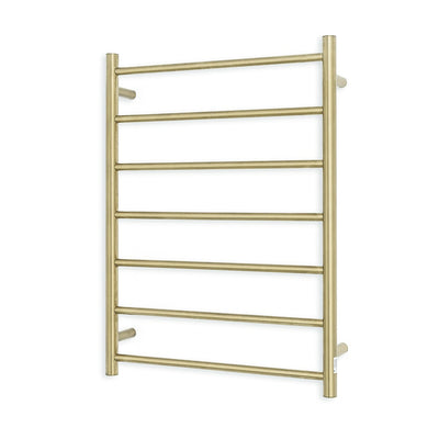 RADIANT HEATING 7-BARS ROUND HEATED TOWEL RAIL LOW VOLTAGE LIGHT GOLD 800MM