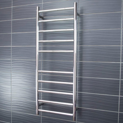 RADIANT HEATING 10-BARS ROUND NON-HEATED TOWEL RAIL CHROME 430MM