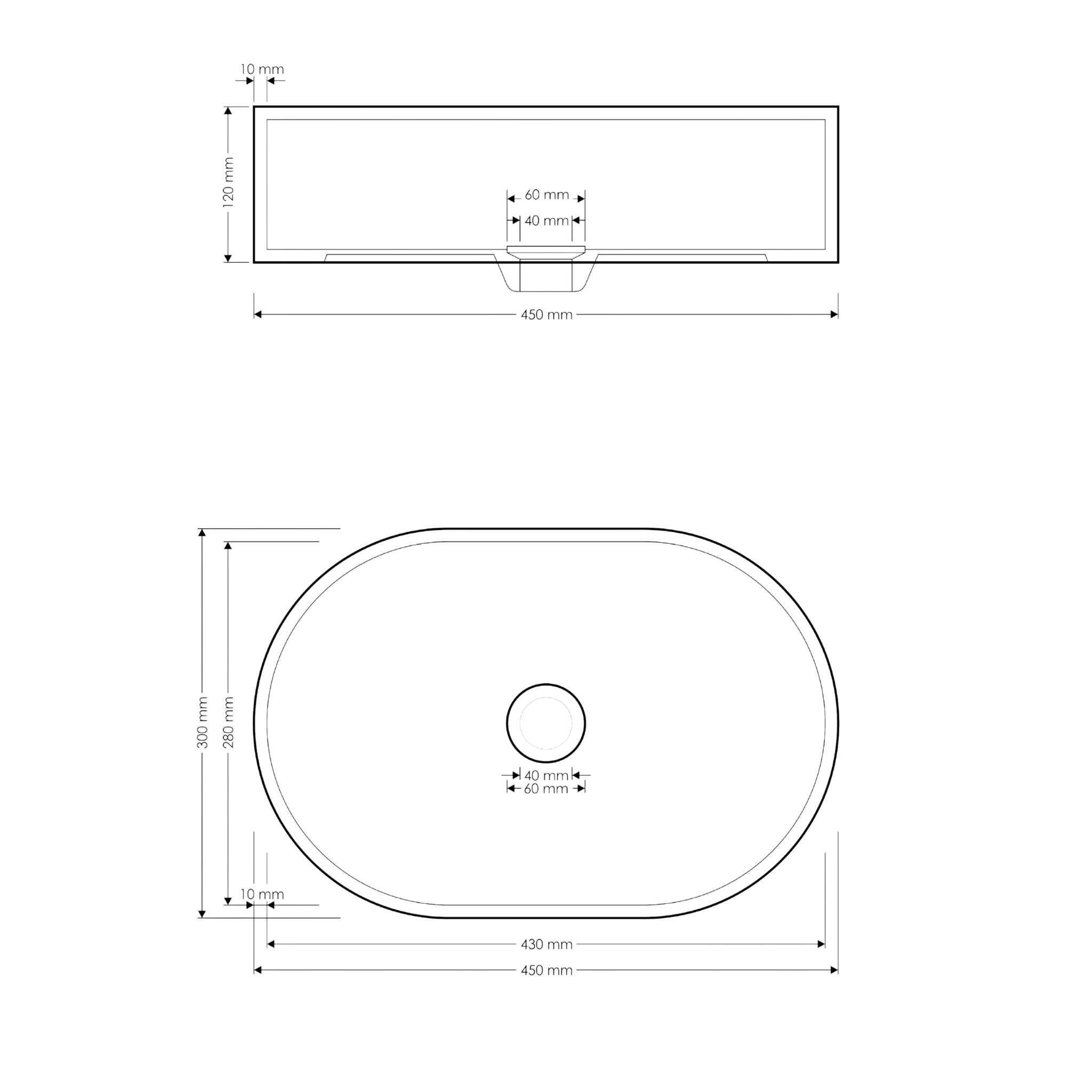 MADU MARGO ABOVE COUNTER BASIN TERRAZO STONE SEAMLESS EDGE BLACK 450MM