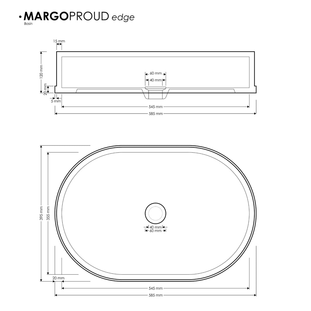 MADU MARGO OVAL ABOVE COUNTER BASIN TERRAZO STONE PROUD EDGE GREY 585MM