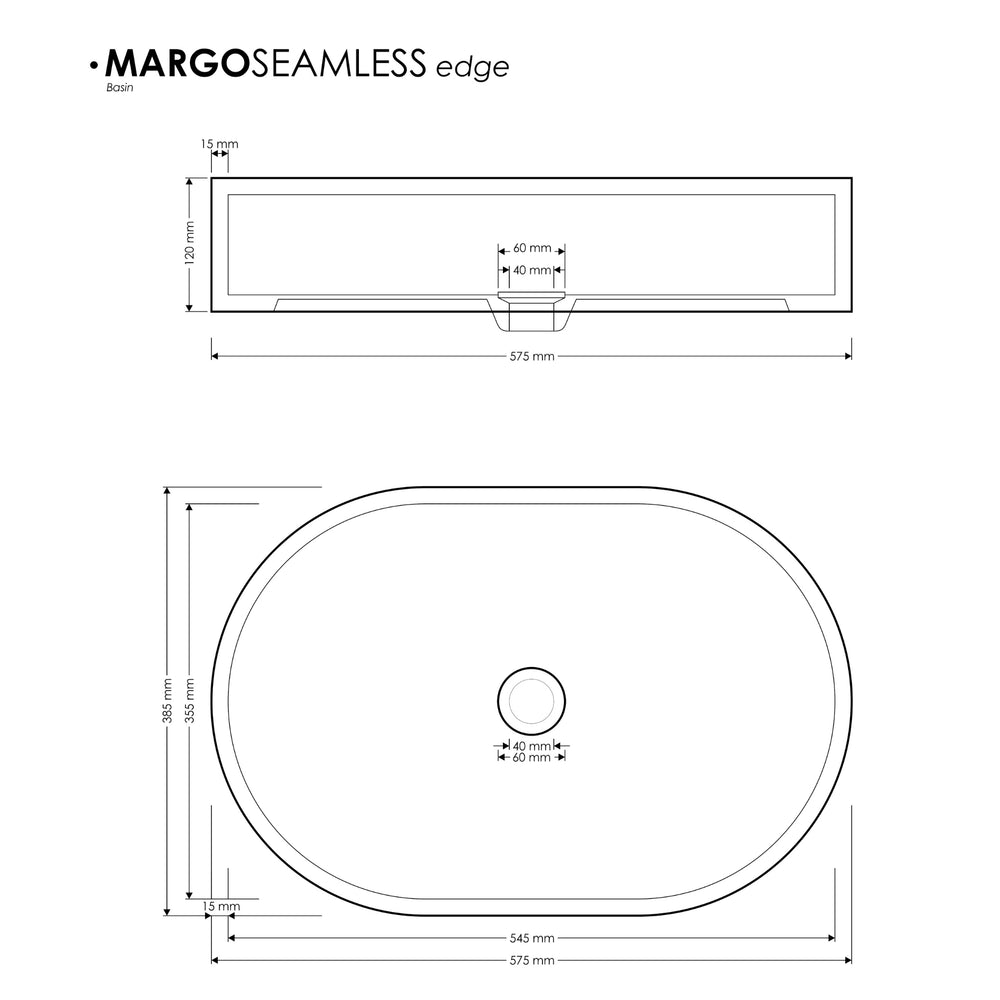 MADU MARGO OVAL ABOVE COUNTER BASIN TERRAZO STONE SEAMLESS EDGE GREY 575MM