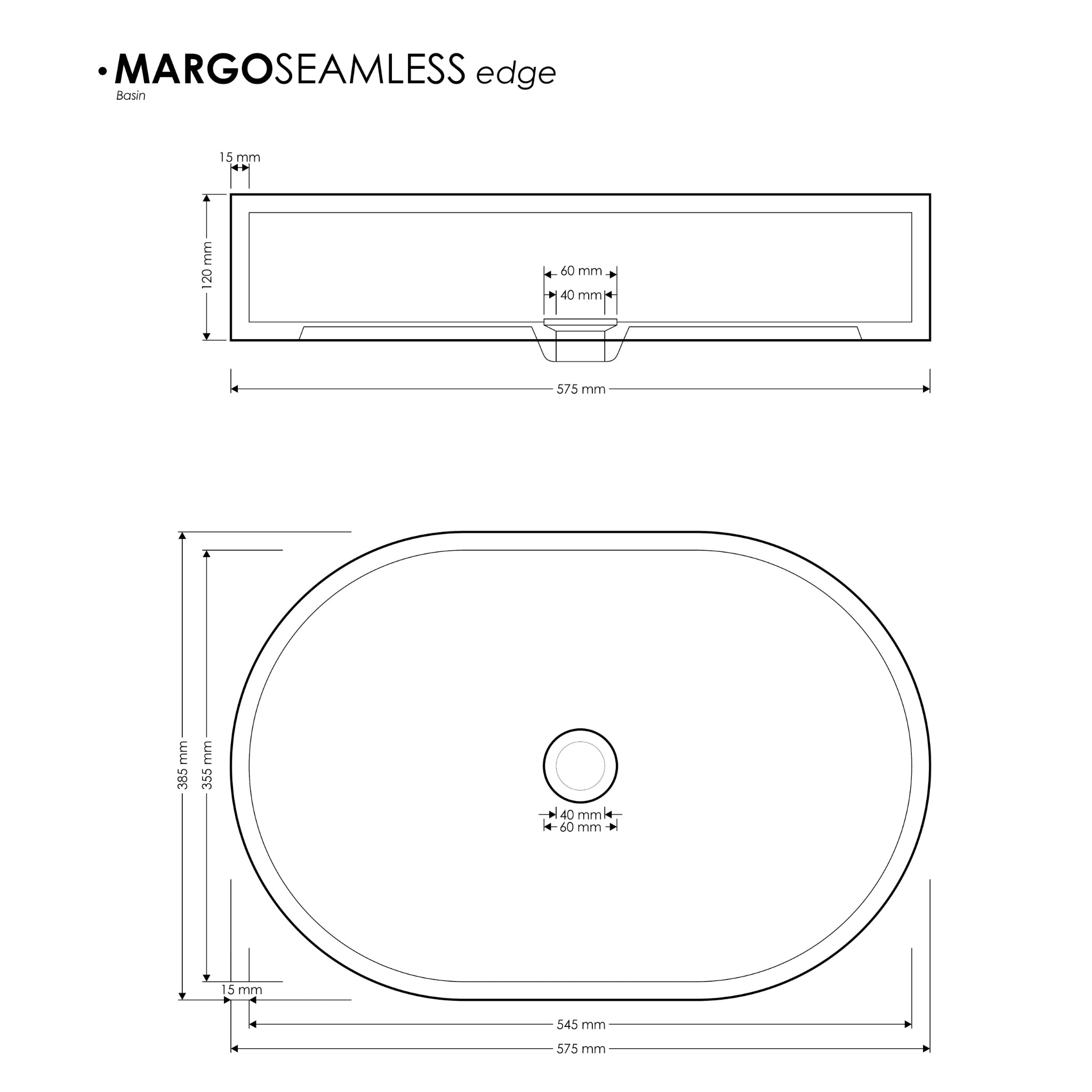 MADU MARGO OVAL ABOVE COUNTER BASIN TERRAZO STONE SEAMLESS EDGE WHITE 575MM