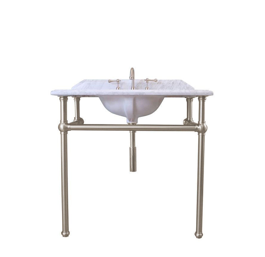 TURNER HASTINGS MAYER BASIN STAND WITH REAL CARRARA MARBLE TOP BRUSHED NICKEL 900MM