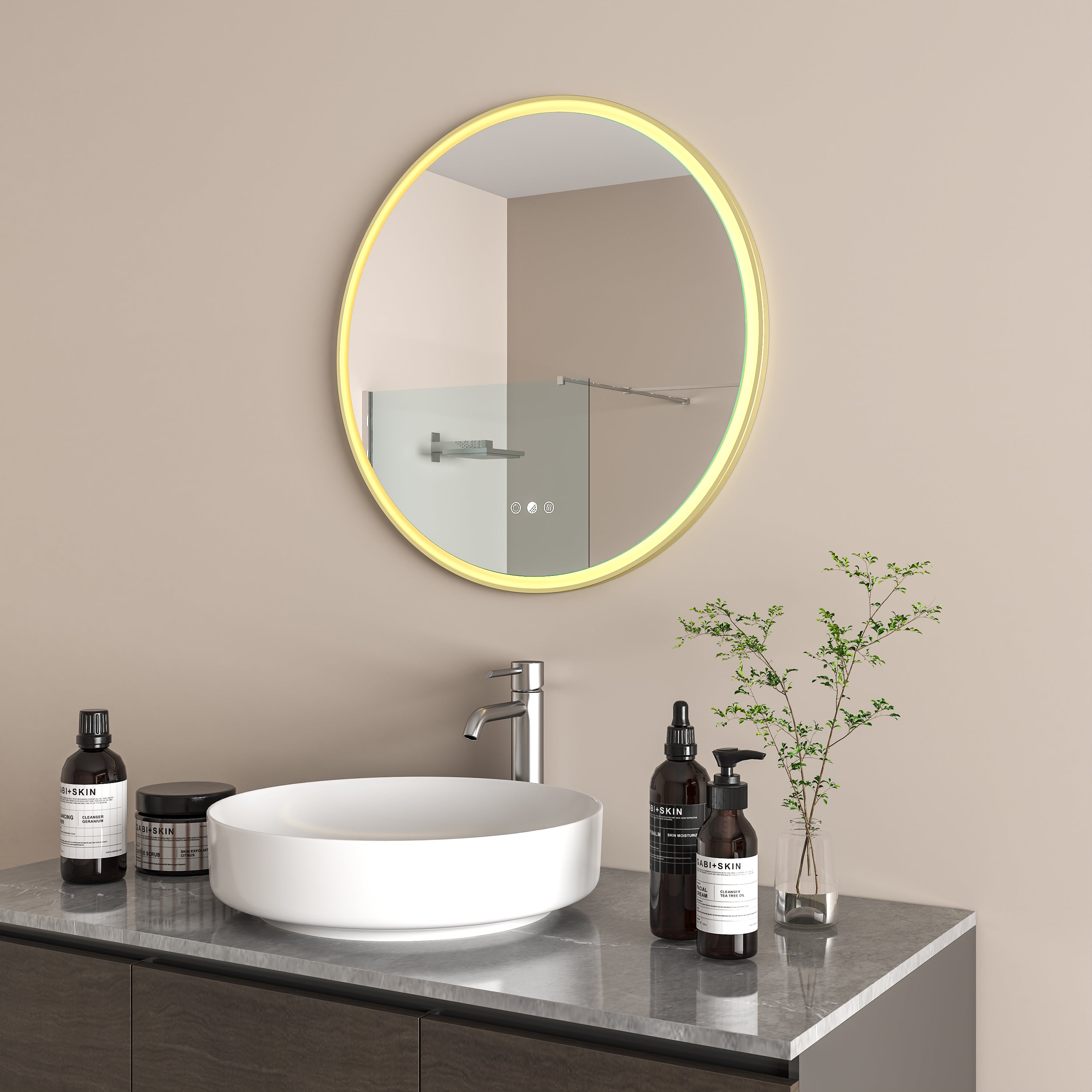 RADIANT HEATING AURA OLËK LED MIRROR LIGHT GOLD 600MM