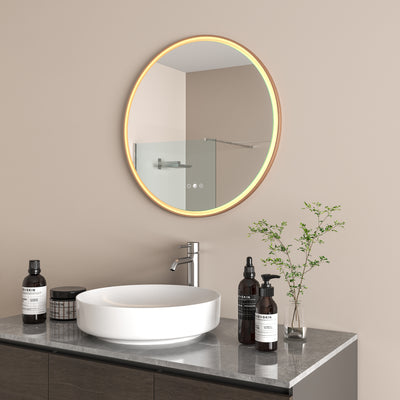 RADIANT HEATING AURA OLËK LED MIRROR BRUSHED BRONZE 600MM